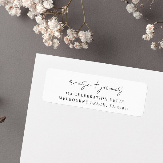 Étiquette Blanc | Adresse de retour de script minimal modern
