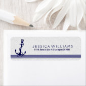 Étiquette Blanc Avec Marine Bleu Ancre de bateau nautique (En situation)