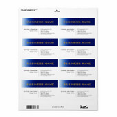 Étiquette Blanc Bleu Contemporain Professionnel (Feuille entière)