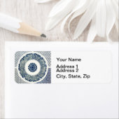 Étiquette Blanc bleu Floral chinois rond (En situation)