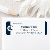 Étiquette Blanc & Bleu Petite entreprise Texte et logo perso (En situation)