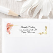 Étiquette Blanc Élégant Rose Rose Simple Or Quinceañera (En situation)