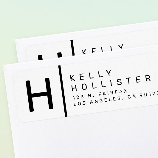 Étiquette Blanc et noir| Adresse de retour moderne