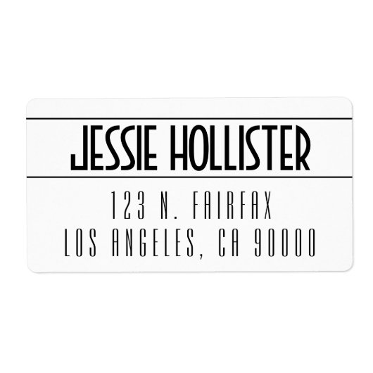 Étiquette Blanc et noir modernes (Devant)