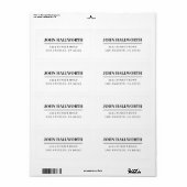 Étiquette Blanc Moderne & Noir (Feuille entière)