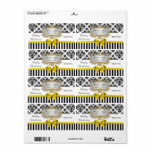 Étiquette blanc noir de vin de partie de jaune de (Feuille entière)