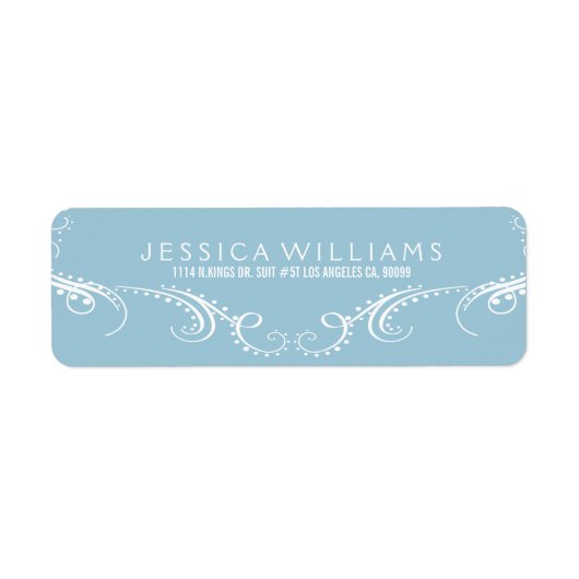 Étiquette Blanc Sur Bébé Bleu Orné Cadre Floral (Devant)