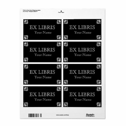 Étiquette Blanc sur plaque d'immatriculation noire (Feuille entière)