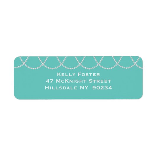 Étiquette blanc Turquoise et Fête des mariées perl (Devant)