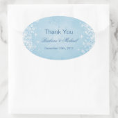 Étiquette blanche à neige sur Mariage bleu Merci (Sac)