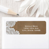 Étiquette Blanche dentelle et Brown rustique chic mariage él (En situation)