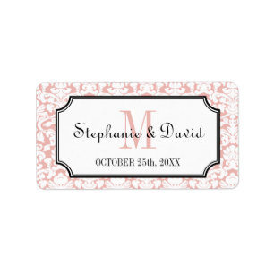 Étiquette blanche rose de faveur de mariage de