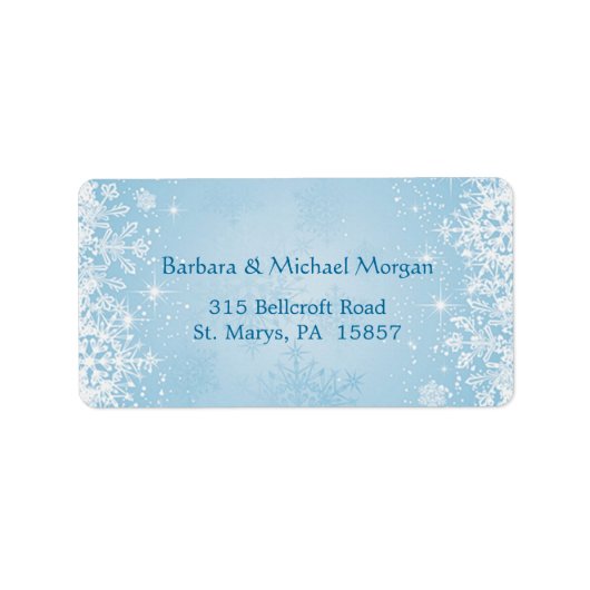 Étiquette blanche sur l'adresse de retour bleue (Devant)