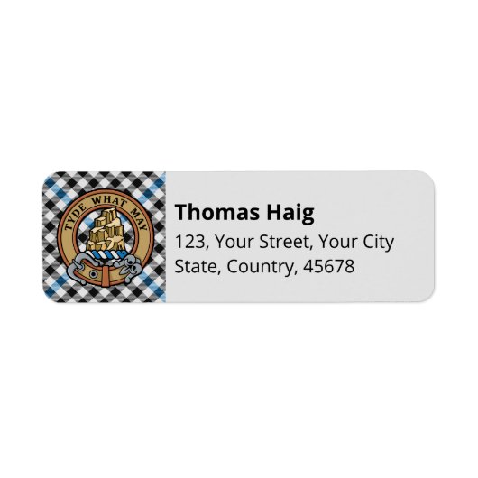 Étiquette Blason de Clan Haig sur tartan à carreaux (Devant)