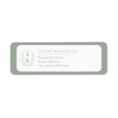 Étiquette Blason de mariage Monogramme Vert Sauge Adresse de (Devant)