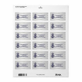 Étiquette Bleu Ancre Argent Blanc Marine Monogramme 33 (Feuille entière)
