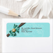 Étiquette Bleu aqua brun gem arc floral (En situation)