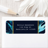 Étiquette Bleu Aquarelle Botanique Glam Mariage élégant (En situation)