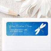 Étiquette Bleu Aquarelle libellule Adresse de retour Étiquet (En situation)