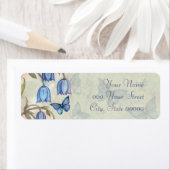 Étiquette Bleu Bell Papillons Aquarelle Floral Mariage (En situation)