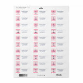 Étiquette Bleu blanc Ancre rose et rayures (Feuille entière)