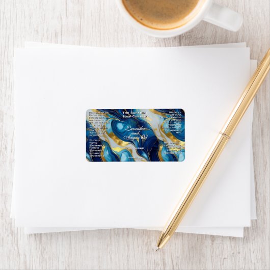 Étiquette Bleu Blanc Marbre Or Cosmétique Dropper Bottle (En situation)