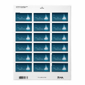 Étiquette Bleu blanc XMAS, bâton d'arbre de 1,25 po x 2,75 p (Feuille entière)