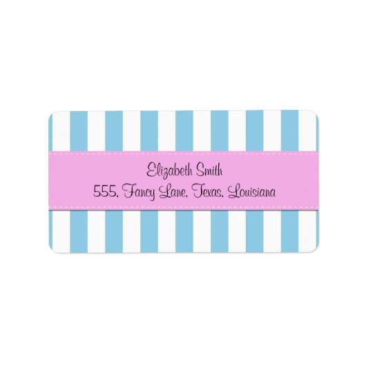 Étiquette Bleu, Blancs, Motif rayé (Devant)