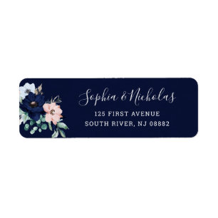 Étiquette Bleu bleu marine floral