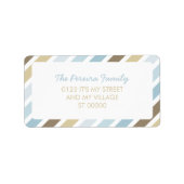 Étiquette Bleu Brown Diagonal Motif de bande simple trié (Devant)