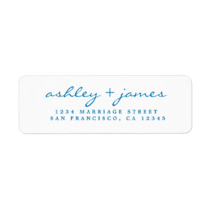 Étiquette Bleu clair Script élégant mariage Adresse de retou