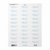 Étiquette Bleu clair Script élégant mariage Adresse de retou (Feuille entière)