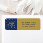 Étiquette Bleu classique Décoratif Bonne année Adresse (En situation)