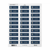 Étiquette Bleu Classique Et Vanille Initial/Premier/Nom De F (Feuille entière)