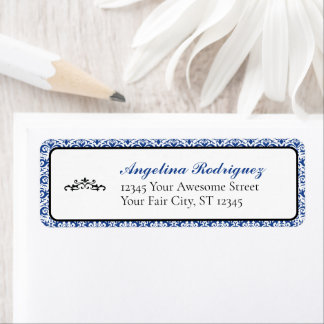 Étiquette Bleu Damas modèle Graduation