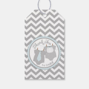 Étiquette bleu de cadeau de baby shower