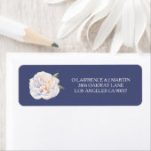 Étiquette Bleu de fleur de pivoine blanche (En situation)