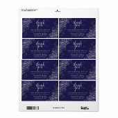 Étiquette Bleu de marine avec dentelle argentée Budget Maria (Feuille entière)