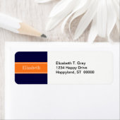 Étiquette Bleu de marine solide,  Citrouille Nom Monogramme (En situation)