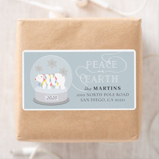 Étiquette Bleu de neige à l'ours polaire Livraison (En situation)