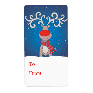 Étiquette Bleu d'étiquette de cadeau de Noël (à et de)