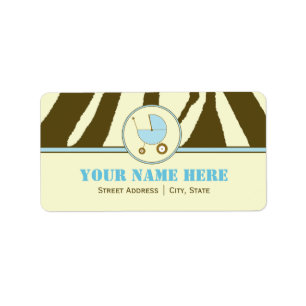 Étiquette Bleu d'impression de zèbre de brun d'étiquette
