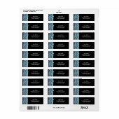 Étiquette Bleu empreinte de léopard ruban arc graphique (Feuille entière)