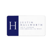 Étiquette Bleu et blanc | Adresse de retour classique (Devant)