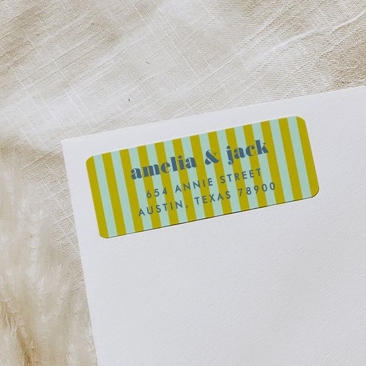 Étiquette Bleu et vert Bright Gras Adresse de retour