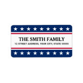 Étiquette Bleu étoile blanche frontière patriotique adresse (Devant)