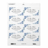 Étiquette bleu floral nouvelle adresse mobile (Feuille entière)