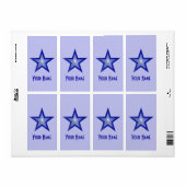 Étiquette bleu foncé étoile "Nom" grand bleu pâle (Feuille entière)