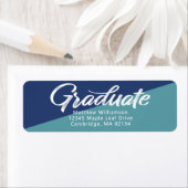 Étiquette Bleu Graduation Gras Script Simple Moderne Adresse (En situation)