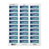 Étiquette Bleu Graduation Gras Script Simple Moderne Adresse (Feuille entière)